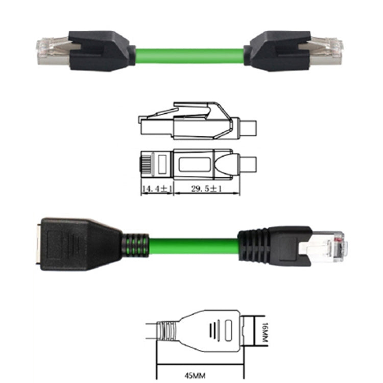 0.5m CAT6 Double Shielded Gigabit Industrial Cable with RJ-45 connector, showcasing its durable and vibration-resistant design.